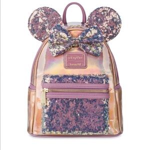Disney Parks EARidescent Pink Loungefly 50th Anniversary Backpack + Ears